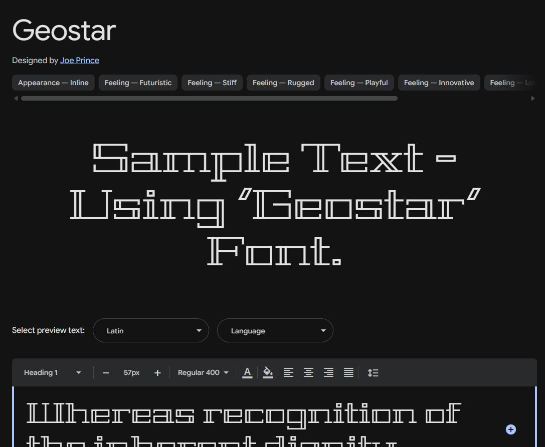 Image sample preview for text using Geostar font family