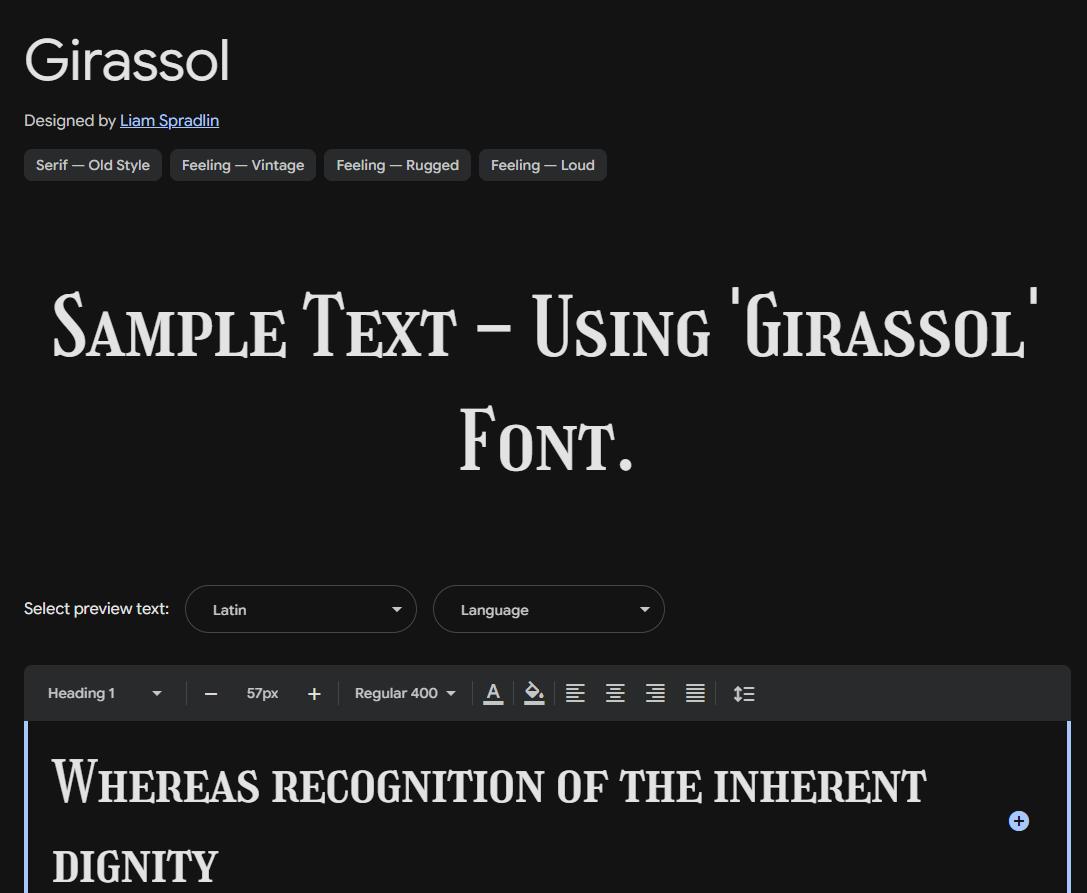 Image sample preview for text using Girassol font family