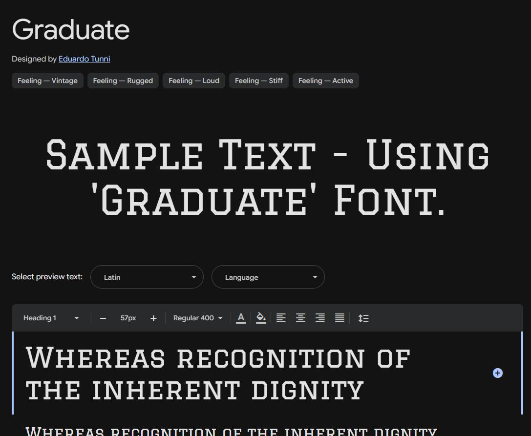 Image sample preview for text using Graduate font family