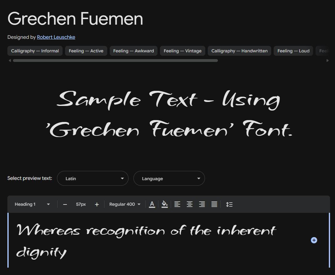 Image sample preview for text using Grechen Fuemen font family