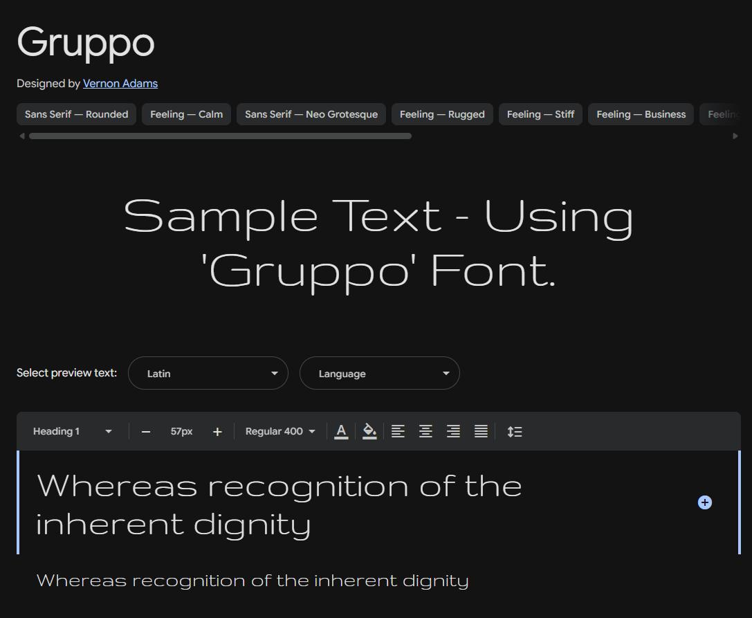Image sample preview for text using Gruppo font family
