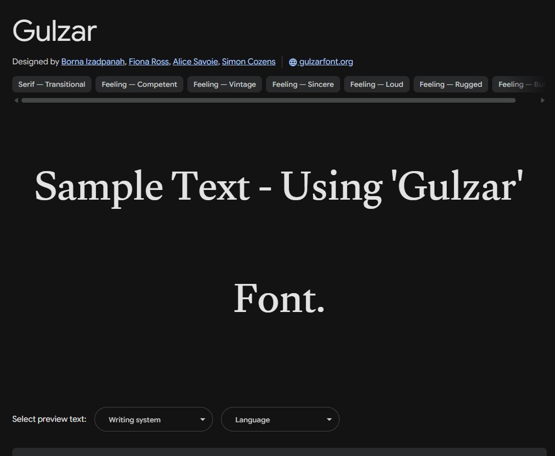Image sample preview for text using Gulzar font family