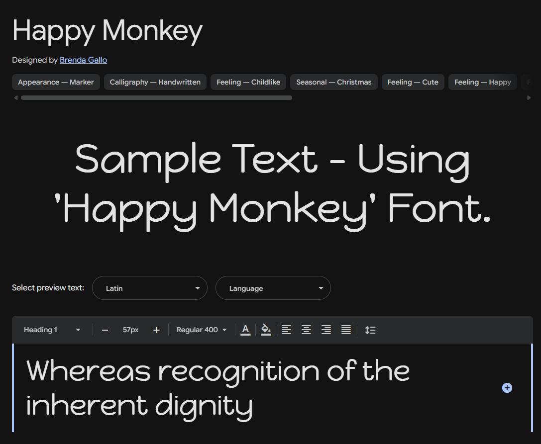 Image sample preview for text using Happy Monkey font family