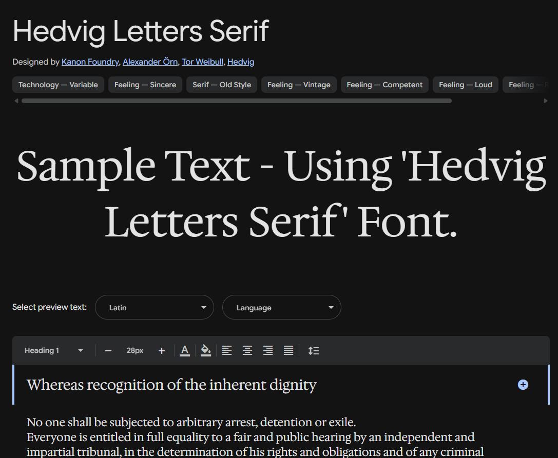 Image sample preview for text using Hedvig Letters Serif font family