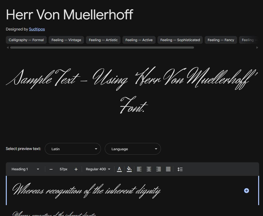 Image sample preview for text using Herr Von Muellerhoff font family