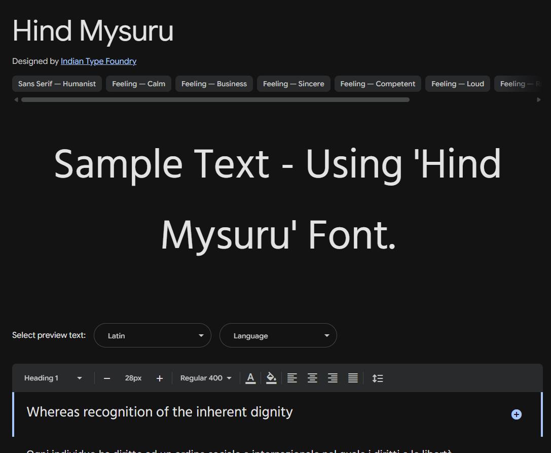 Image sample preview for text using Hind Mysuru font family