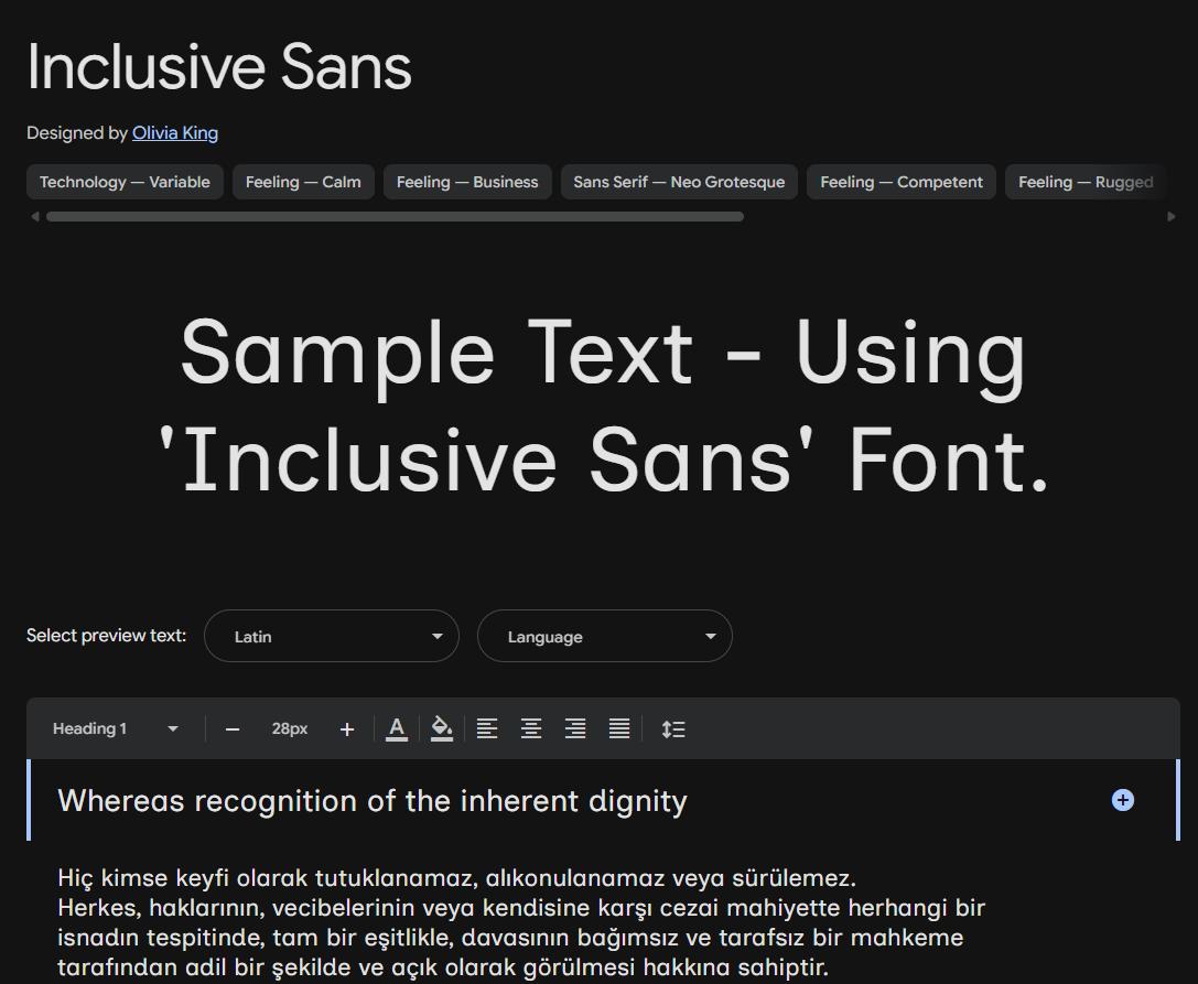 Image sample preview for text using Inclusive Sans font family