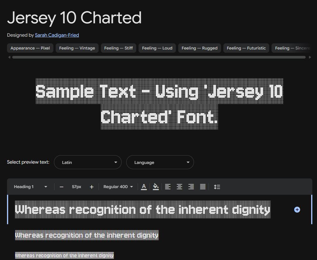 Image sample preview for text using Jersey 10 Charted font family
