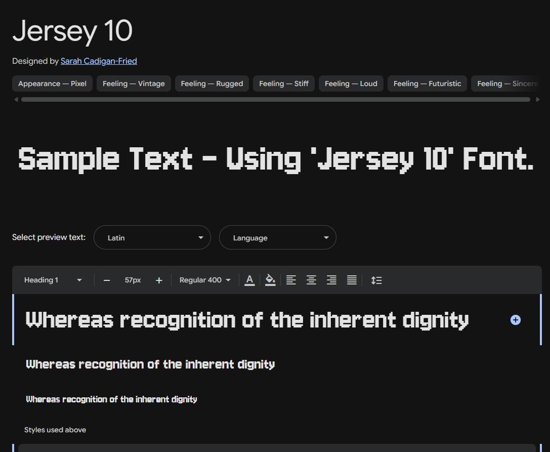 Image sample preview for text using Jersey 10 font family