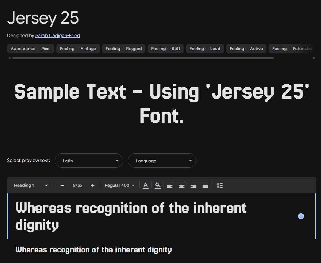 Image sample preview for text using Jersey 25 font family
