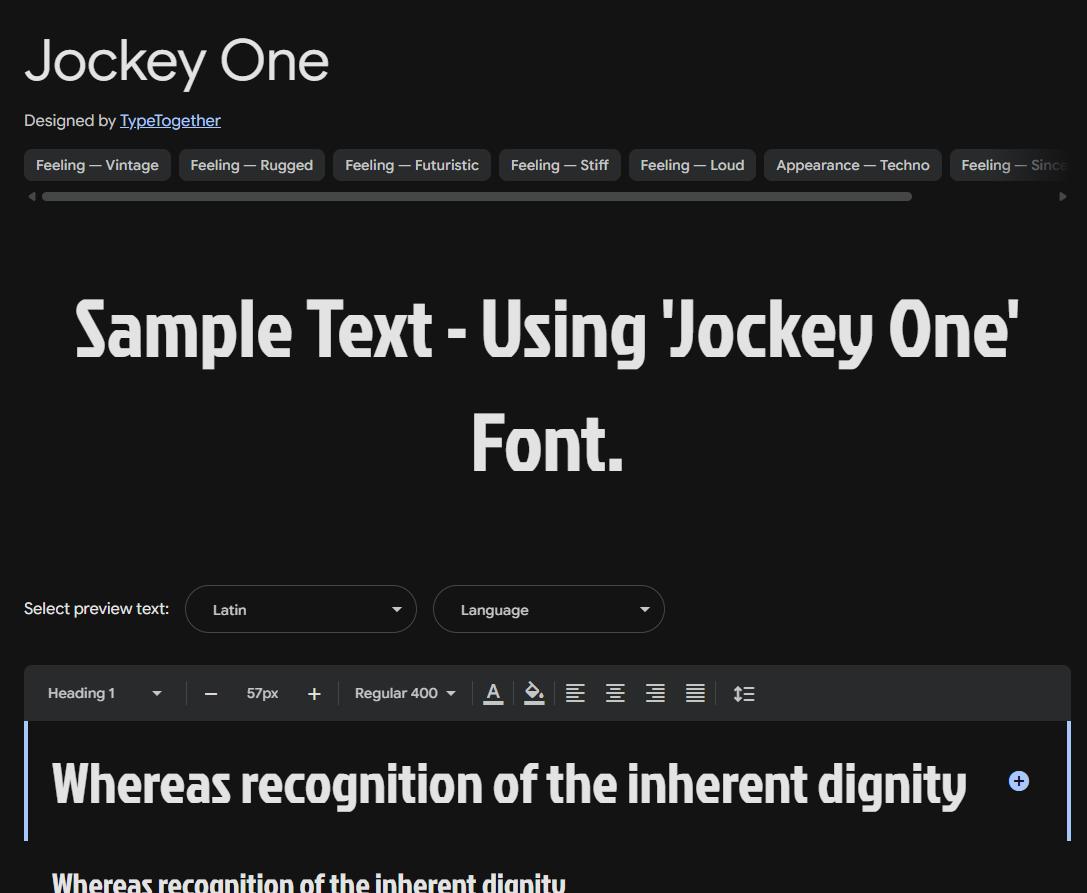 Image sample preview for text using Jockey One font family