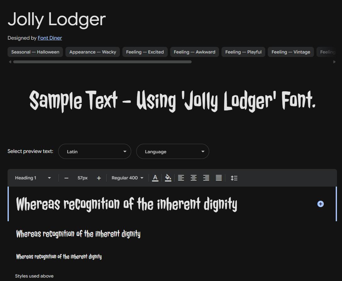 Image sample preview for text using Jolly Lodger font family