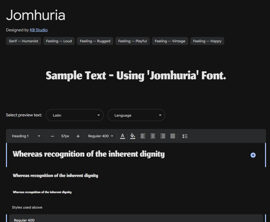 Image sample preview for text using Jomhuria font family