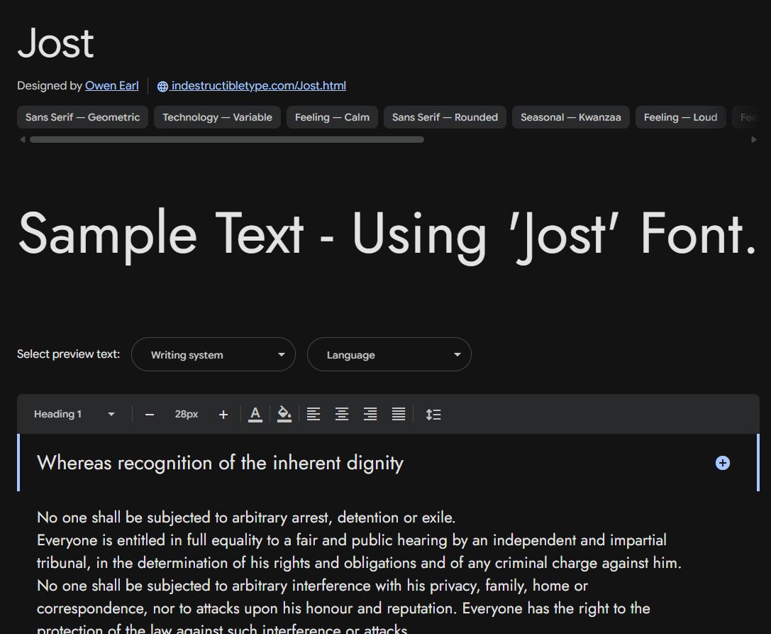 Image sample preview for text using Jost font family