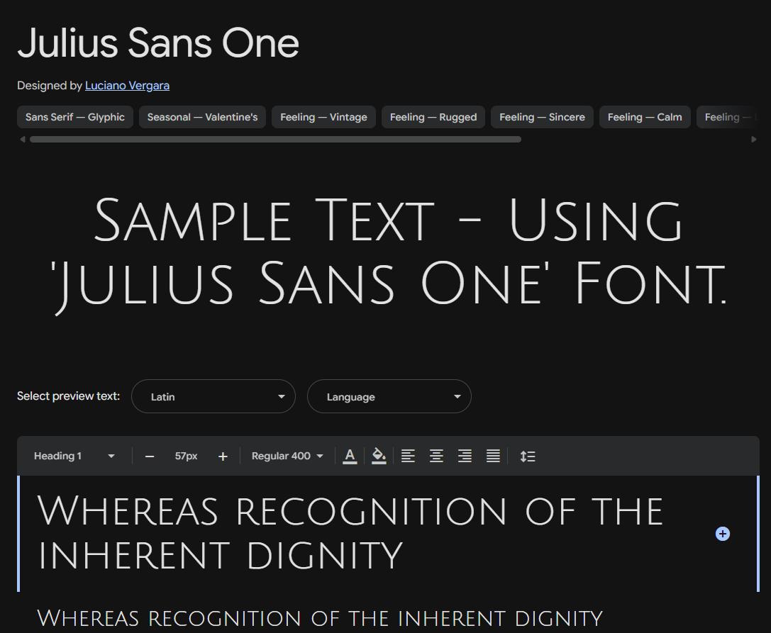 Image sample preview for text using Julius Sans One font family