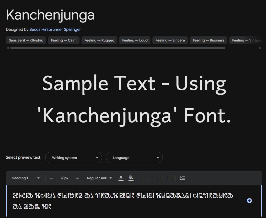 Image sample preview for text using Kanchenjunga font family
