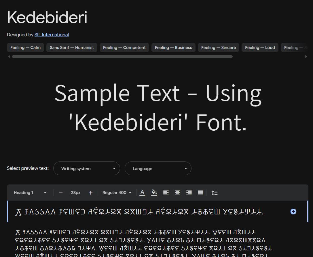 Image sample preview for text using Kedebideri font family