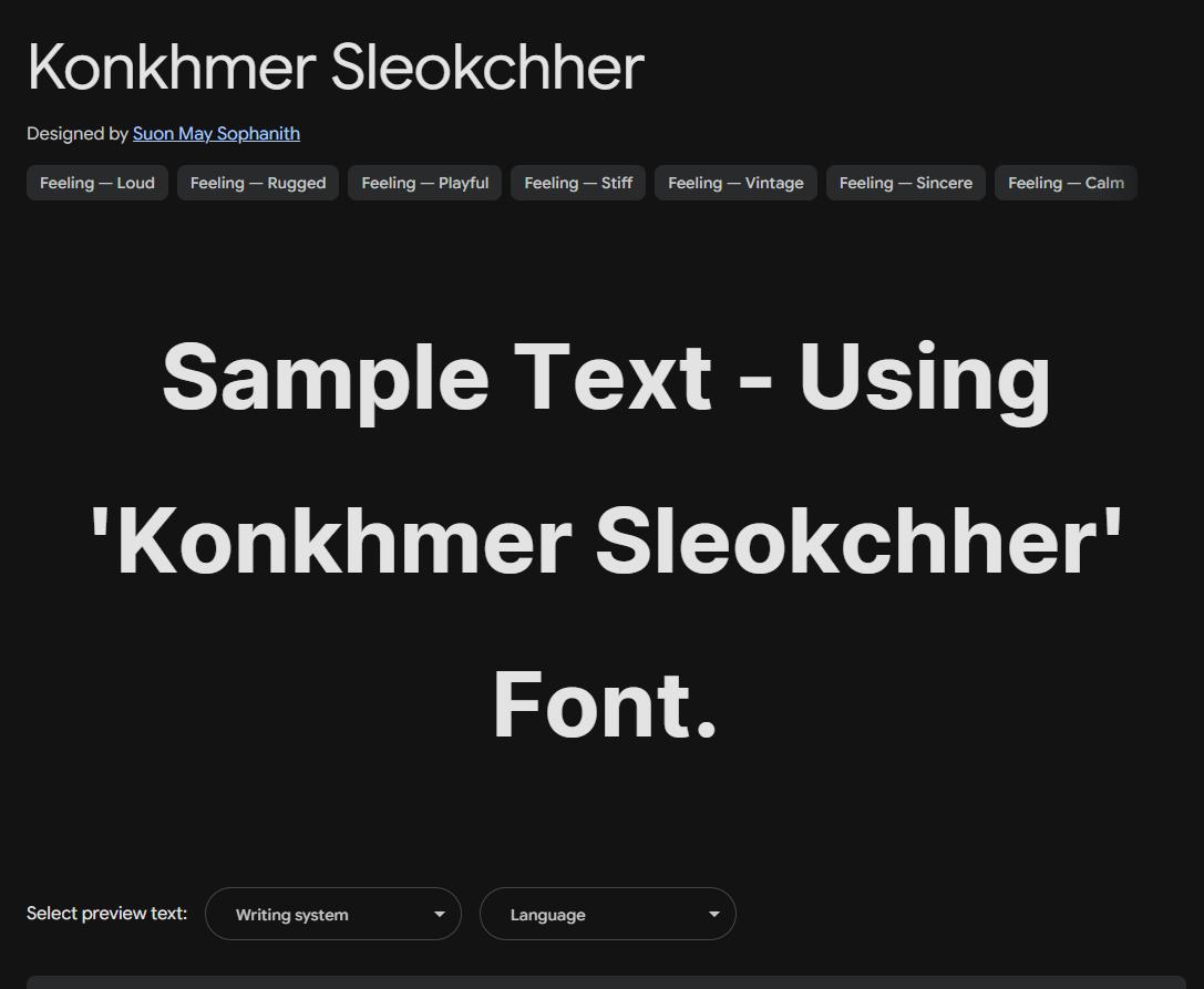 Image sample preview for text using Konkhmer Sleokchher font family