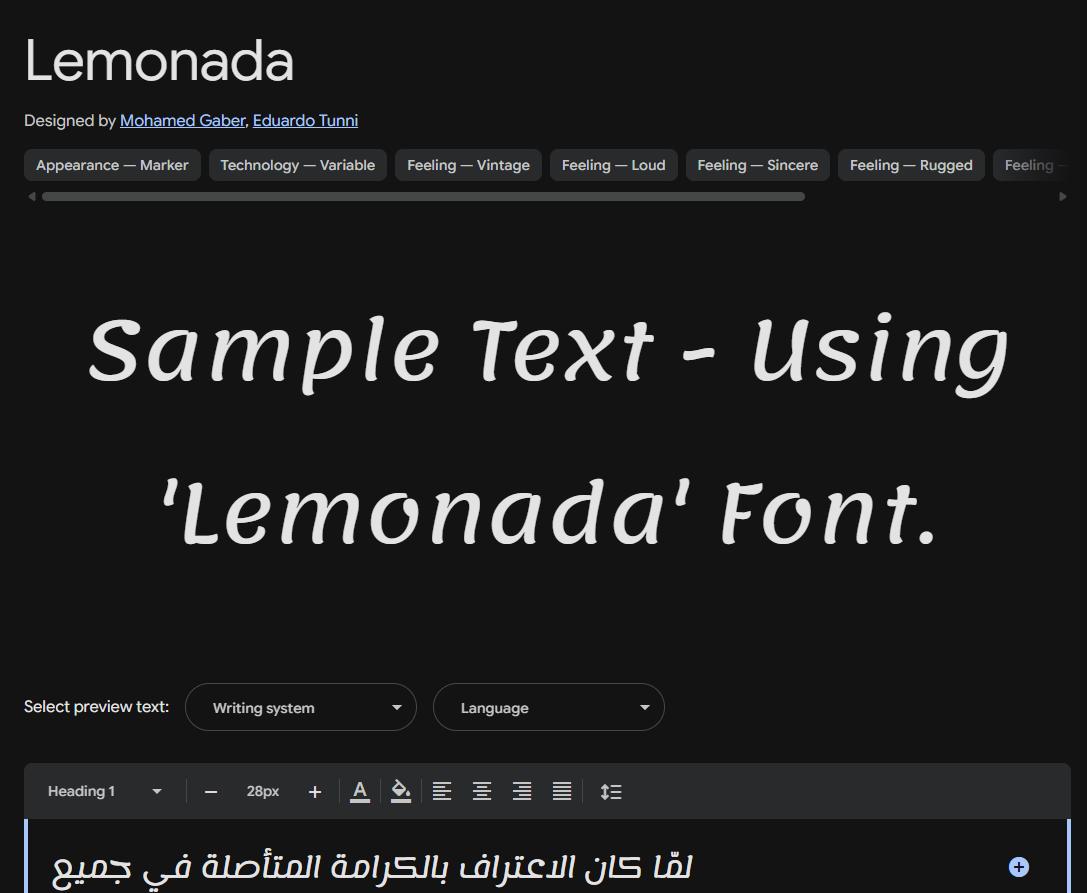 Image sample preview for text using Lemonada font family