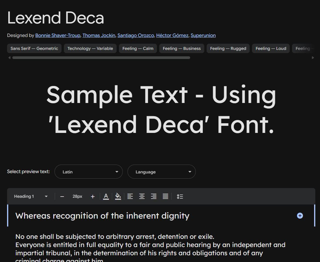 Image sample preview for text using Lexend Deca font family