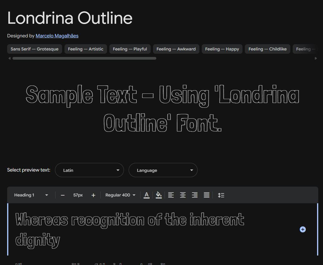 Image sample preview for text using Londrina Outline font family