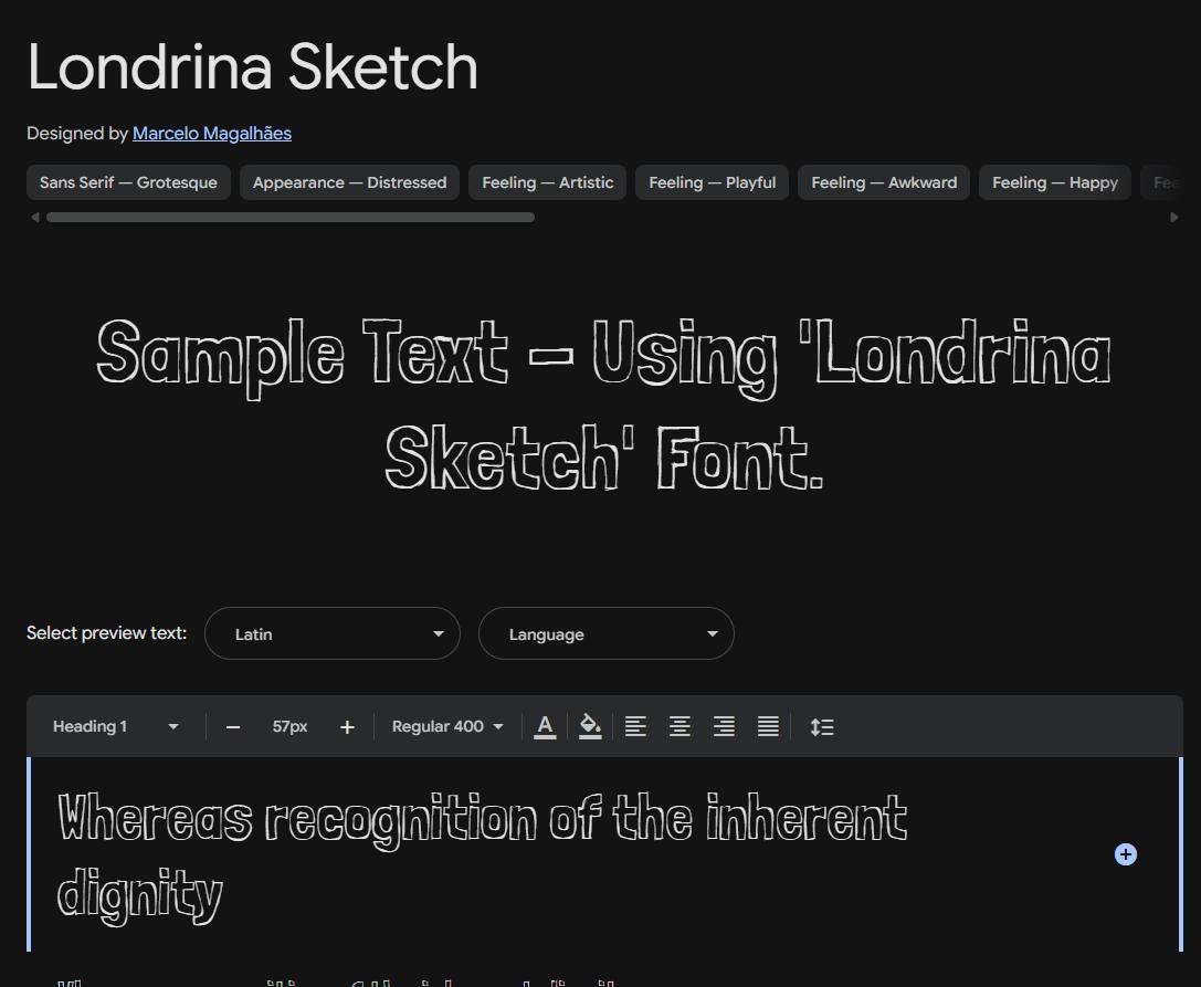 Image sample preview for text using Londrina Sketch font family