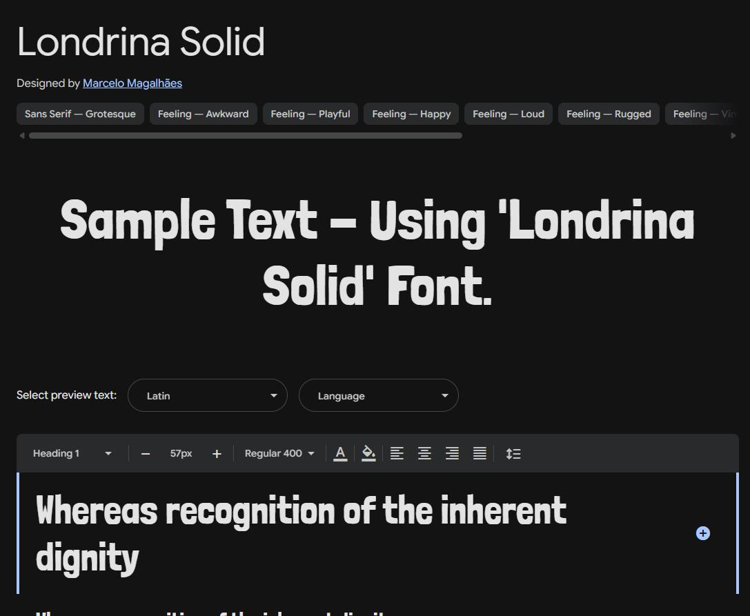 Image sample preview for text using Londrina Solid font family