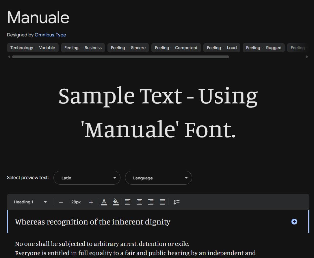 Image sample preview for text using Manuale font family