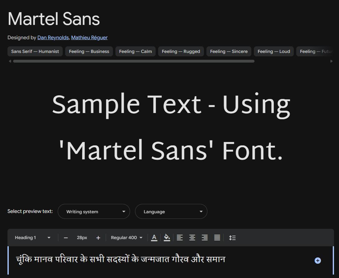 Image sample preview for text using Martel Sans font family
