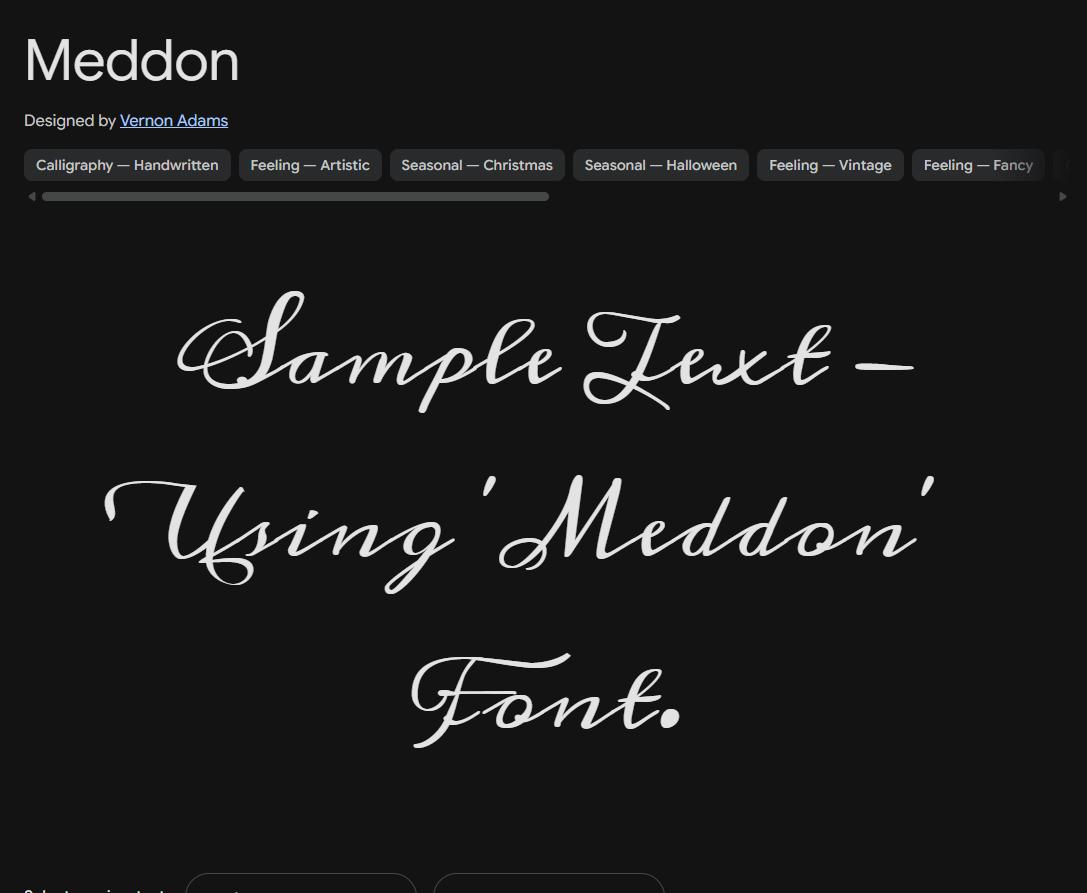 Image sample preview for text using Meddon font family