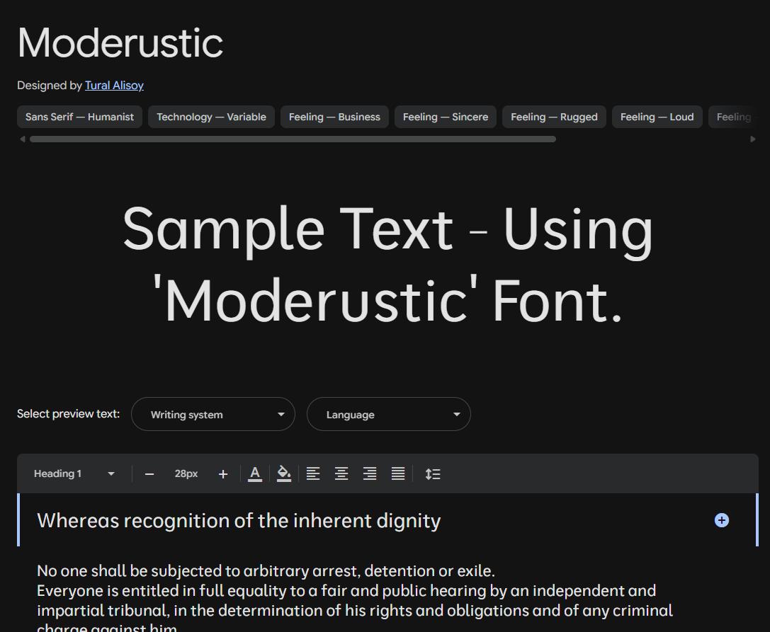 Image sample preview for text using Moderustic font family