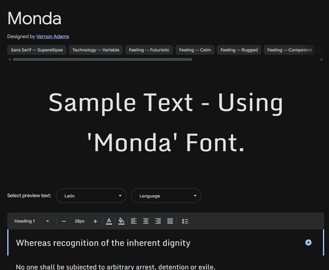Image sample preview for text using Monda font family