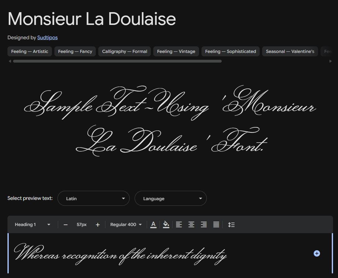 Image sample preview for text using Monsieur La Doulaise font family