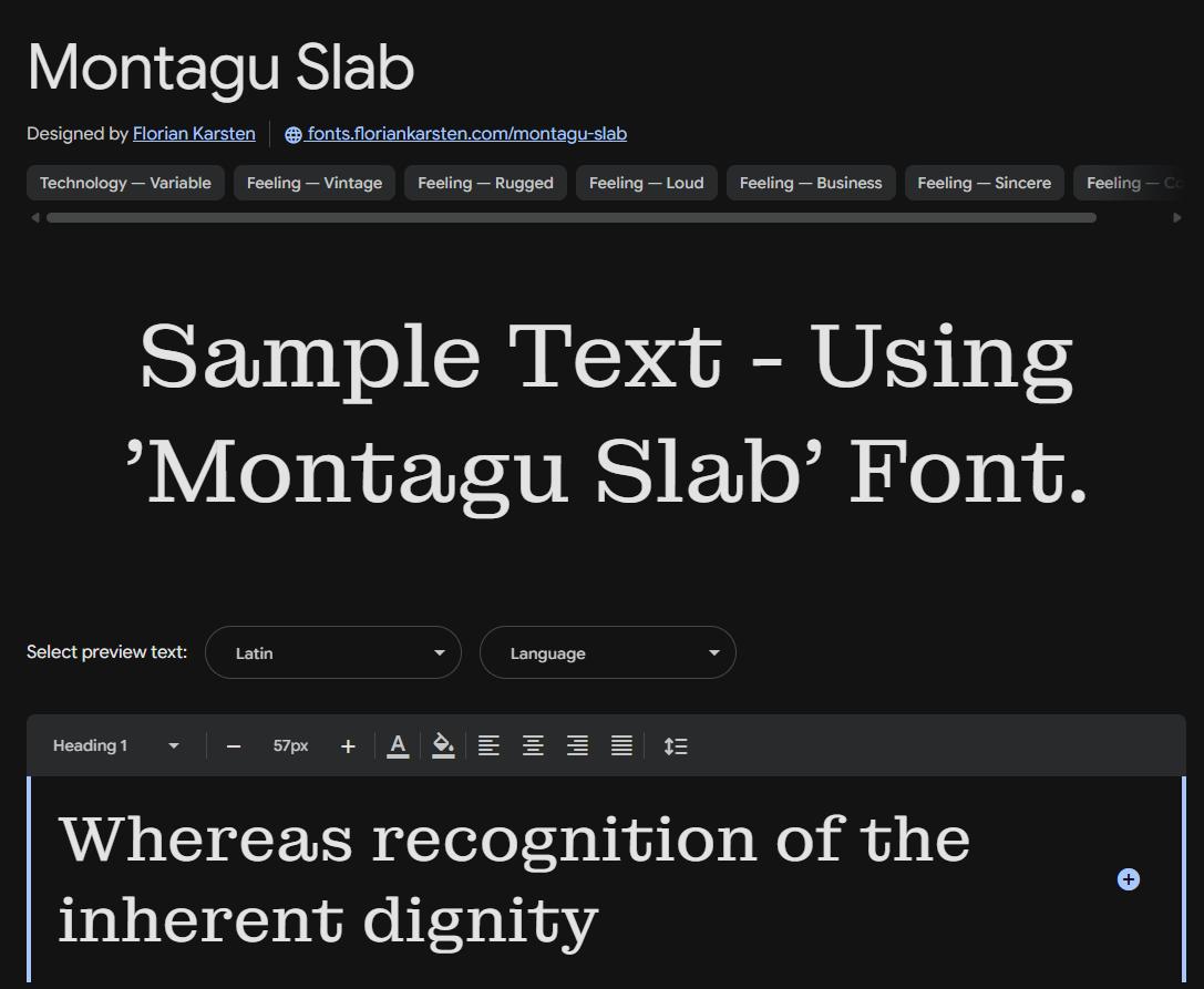 Image sample preview for text using Montagu Slab font family