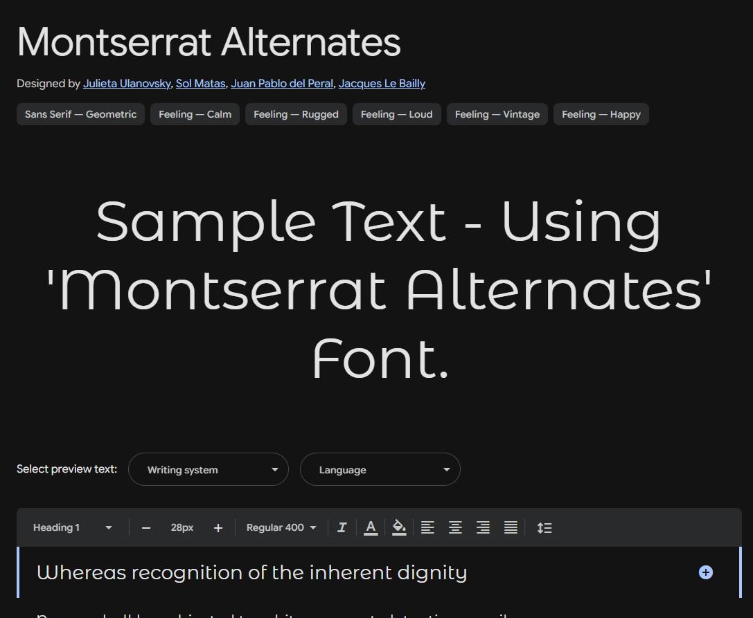 Image sample preview for text using Montserrat Alternates font family