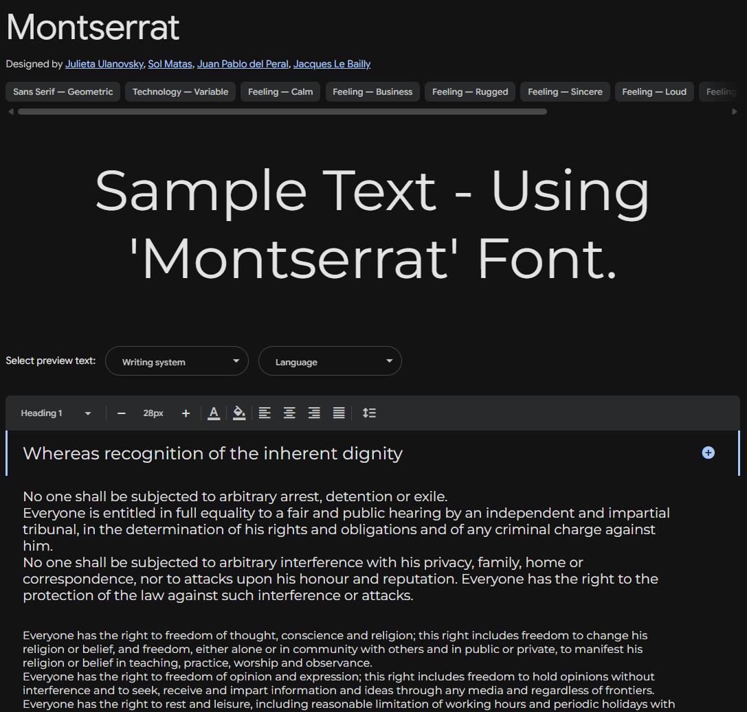 Image sample preview for text using Montserrat font family