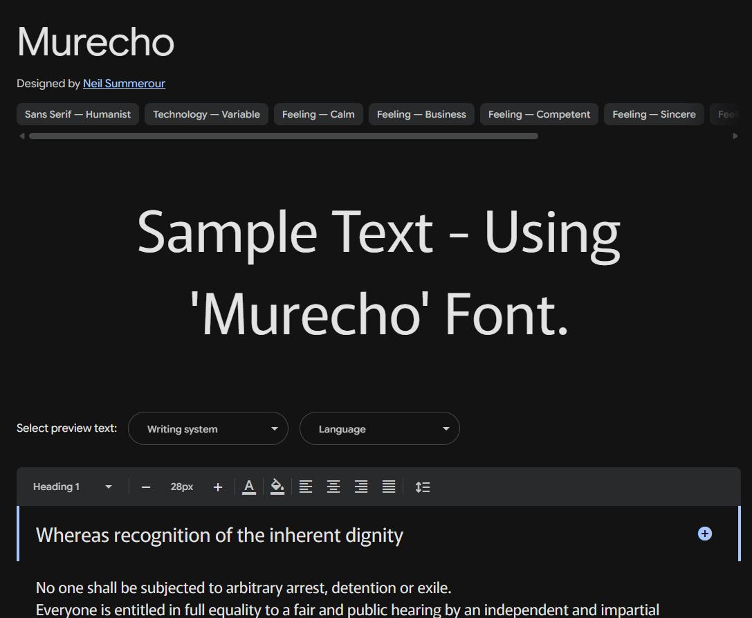Image sample preview for text using Murecho font family