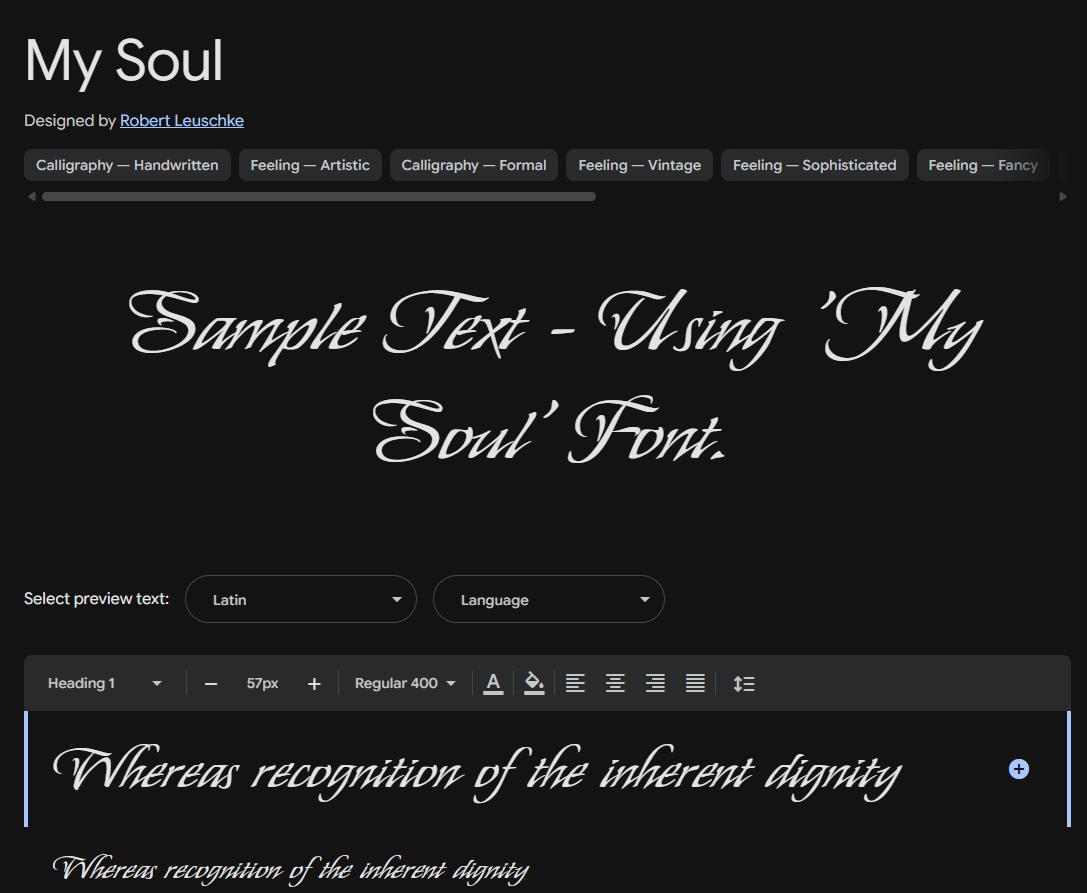 Image sample preview for text using My Soul font family