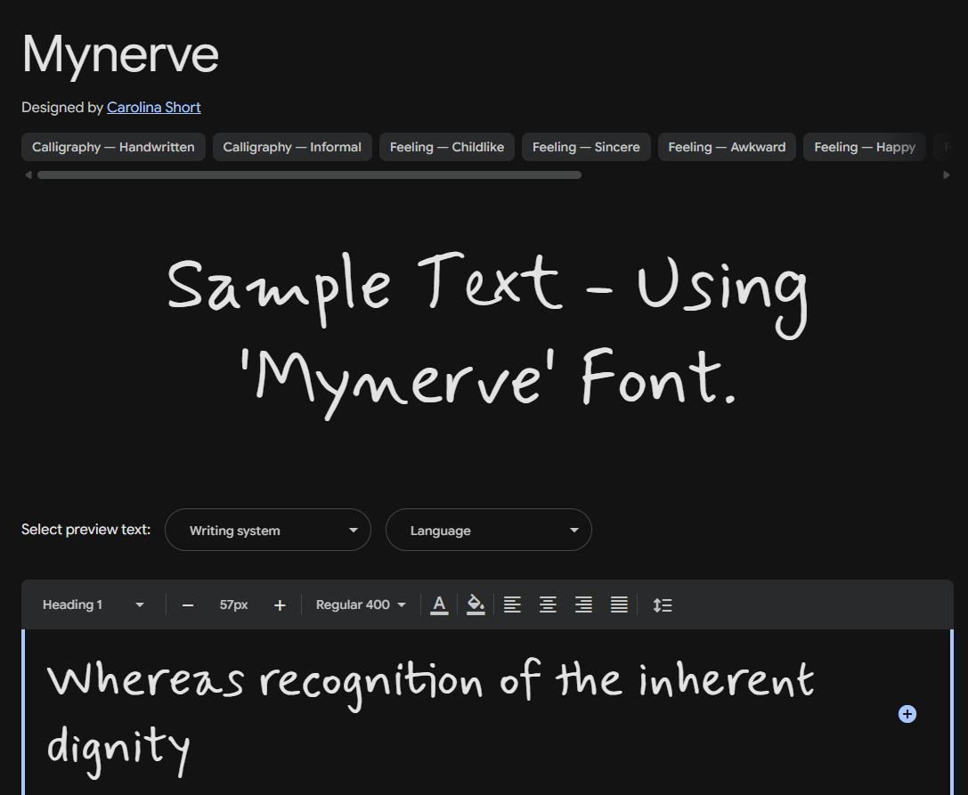 Image sample preview for text using Mynerve font family