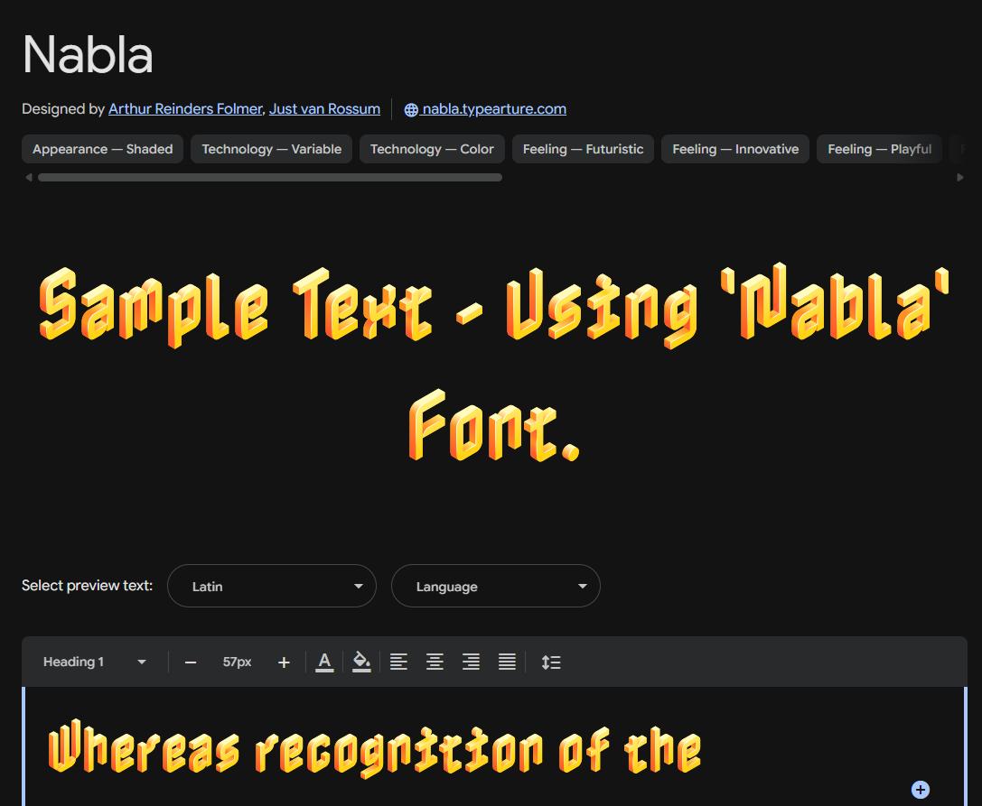 Image sample preview for text using Nabla font family