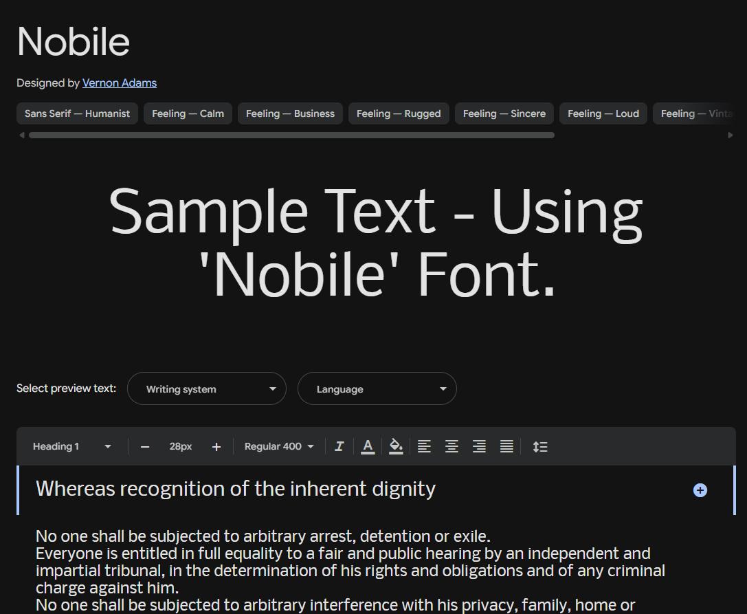 Image sample preview for text using Nobile font family