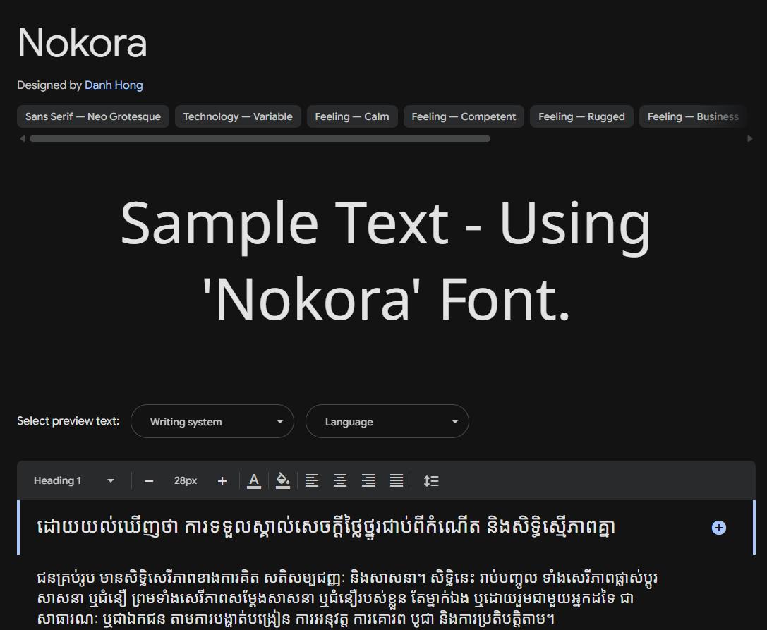 Image sample preview for text using Nokora font family