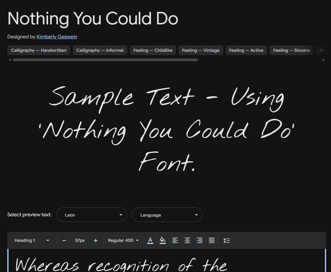 Image sample preview for text using Nothing You Could Do font family