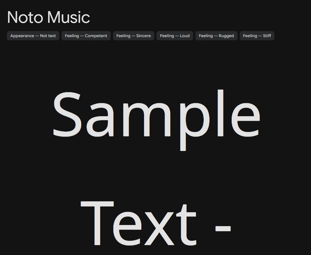 Image sample preview for text using Noto Music font family