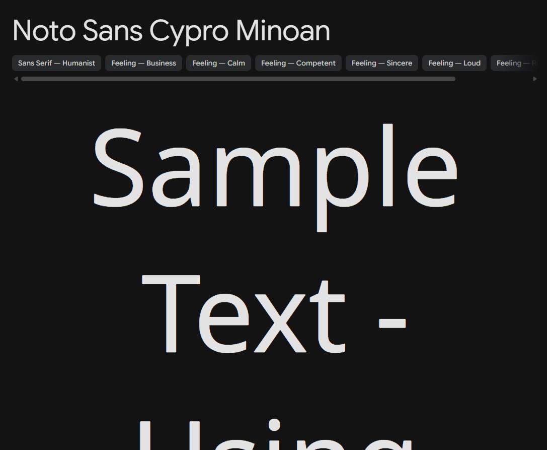 Image sample preview for text using Noto Sans Cypro Minoan font family