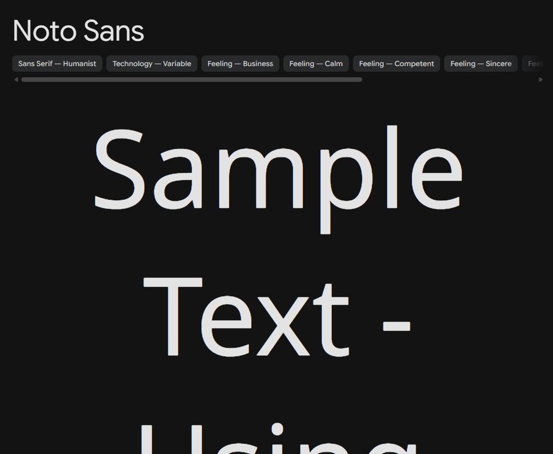 Image sample preview for text using Noto Sans font family