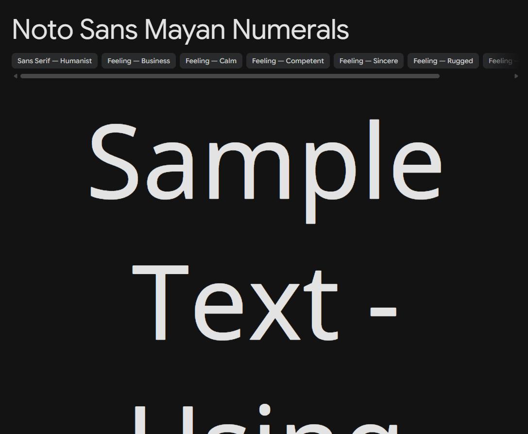 Image sample preview for text using Noto Sans Mayan Numerals font family