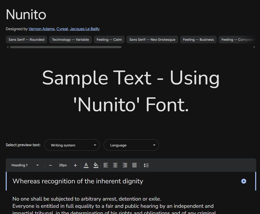 Image sample preview for text using Nunito font family
