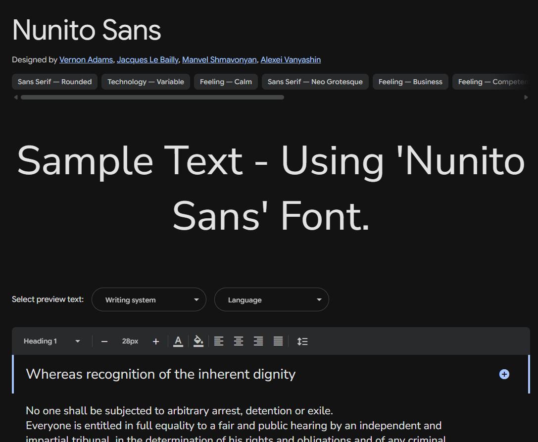 Image sample preview for text using Nunito Sans font family