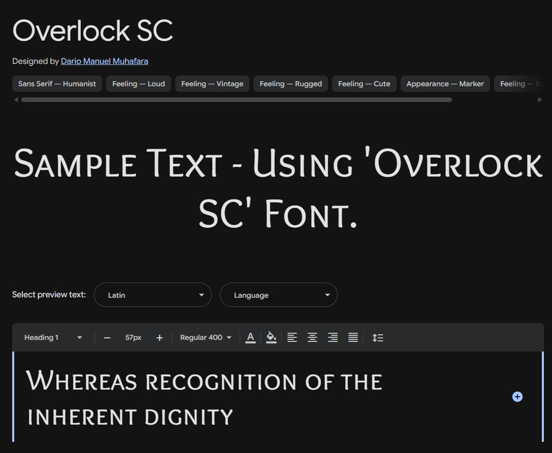 Image sample preview for text using Overlock SC font family